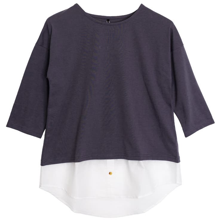 パープル | 裾フェイクレイヤードチュニック | FashionBerry