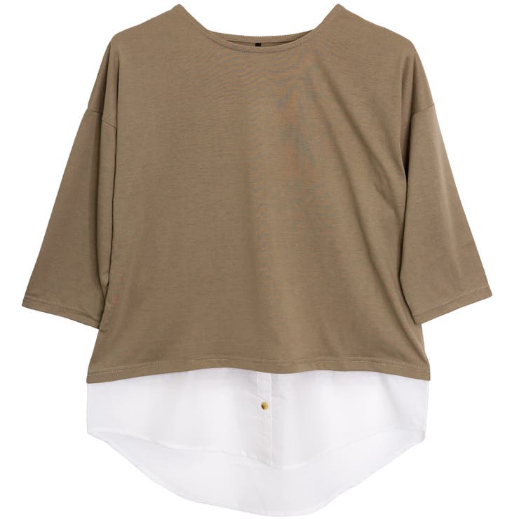 モカ | 裾フェイクレイヤードチュニック | FashionBerry