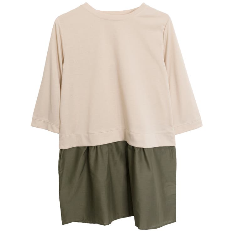 ベージュ | フェイクレイヤードチュニック | FashionBerry