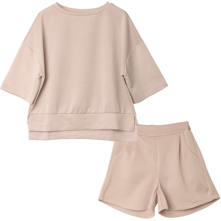 セットアップルームウェア ショートパンツ+トップス上下2点