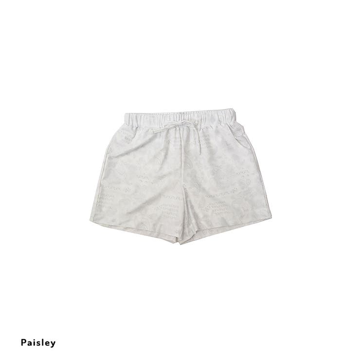 ペイズリーホワイト | プリント ラッシュガード レディース ショートパンツ  UVカット | FashionBerry