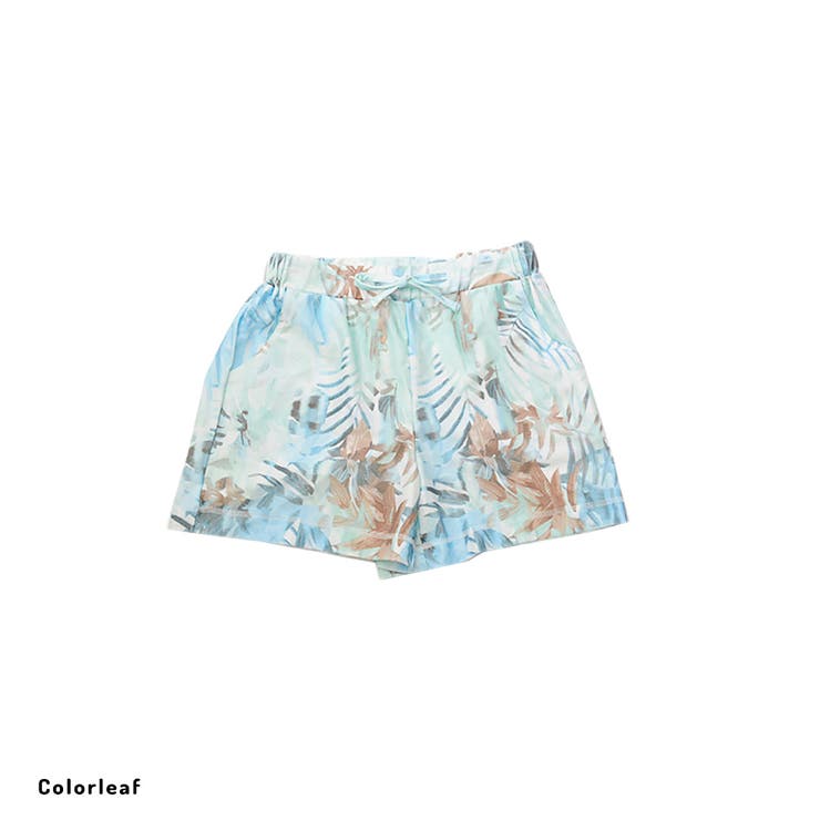 カラーリーフ  | プリント ラッシュガード レディース ショートパンツ  UVカット | FashionBerry