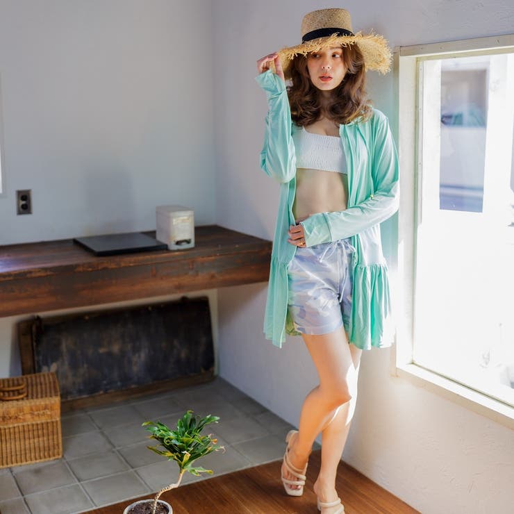 レディース ラフラッシュガードフリルパーカー UVカット | FashionBerry | 詳細画像18 