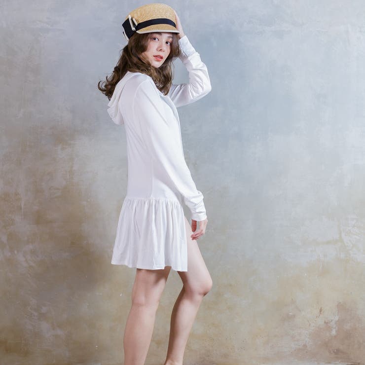 レディース ラフラッシュガードフリルパーカー UVカット | FashionBerry | 詳細画像4 