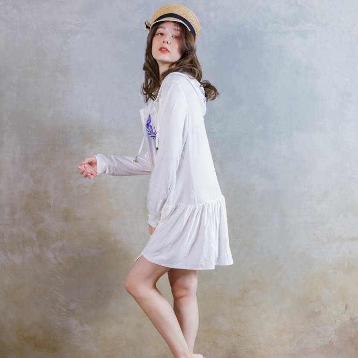 レディース ラフラッシュガードフリルパーカー UVカット | FashionBerry | 詳細画像5 