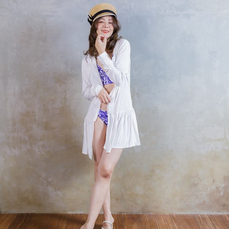 レディース ラフラッシュガードフリルパーカー UVカット | FashionBerry | 詳細画像6 