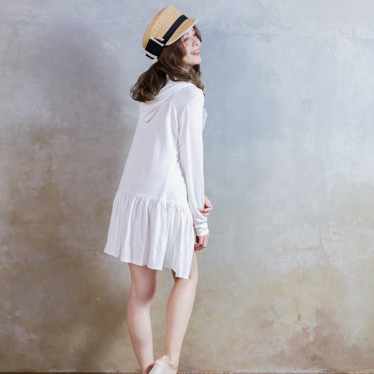 レディース ラフラッシュガードフリルパーカー UVカット | FashionBerry | 詳細画像8 