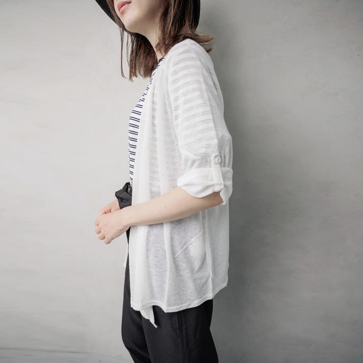 リネン混 スクエアカラートッパーカーディガン | FashionBerry | 詳細画像12 