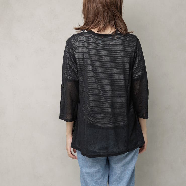 リネン混 スクエアカラートッパーカーディガン | FashionBerry | 詳細画像6 