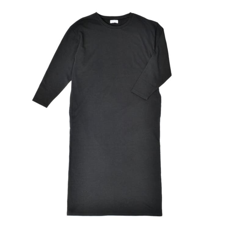 ブラック | 裏毛ラウンドネックワンピース ルームウェア レディース ワンマイルウェア | FashionBerry