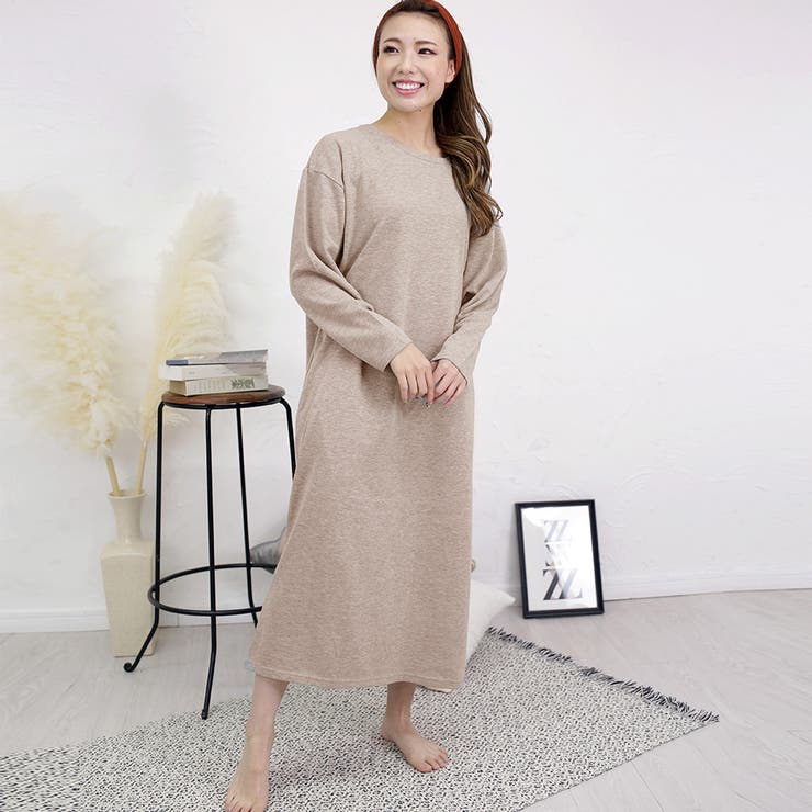 裏毛ラウンドネックワンピース ルームウェア レディース ワンマイルウェア | FashionBerry | 詳細画像7 