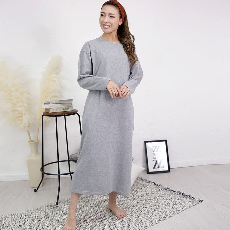 裏毛ラウンドネックワンピース ルームウェア レディース ワンマイルウェア | FashionBerry | 詳細画像8 