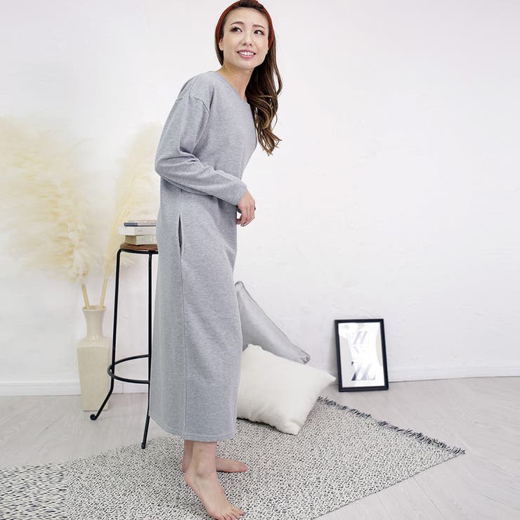 裏毛ラウンドネックワンピース ルームウェア レディース ワンマイルウェア | FashionBerry | 詳細画像9 