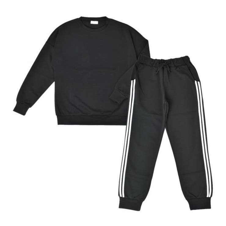 ブラック | ルームウェア ダンボールニット ラインパンツ | FashionBerry