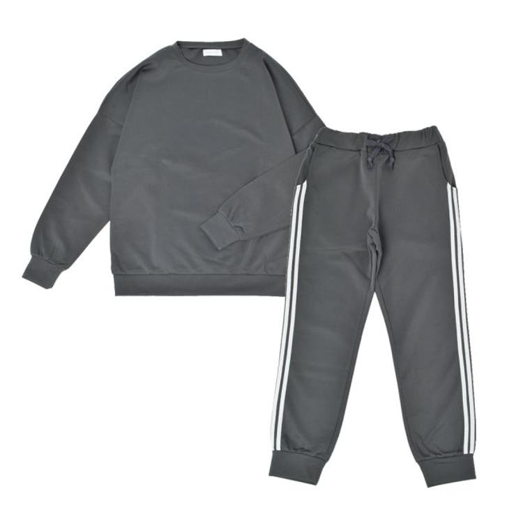 チャコール | ルームウェア ダンボールニット ラインパンツ | FashionBerry