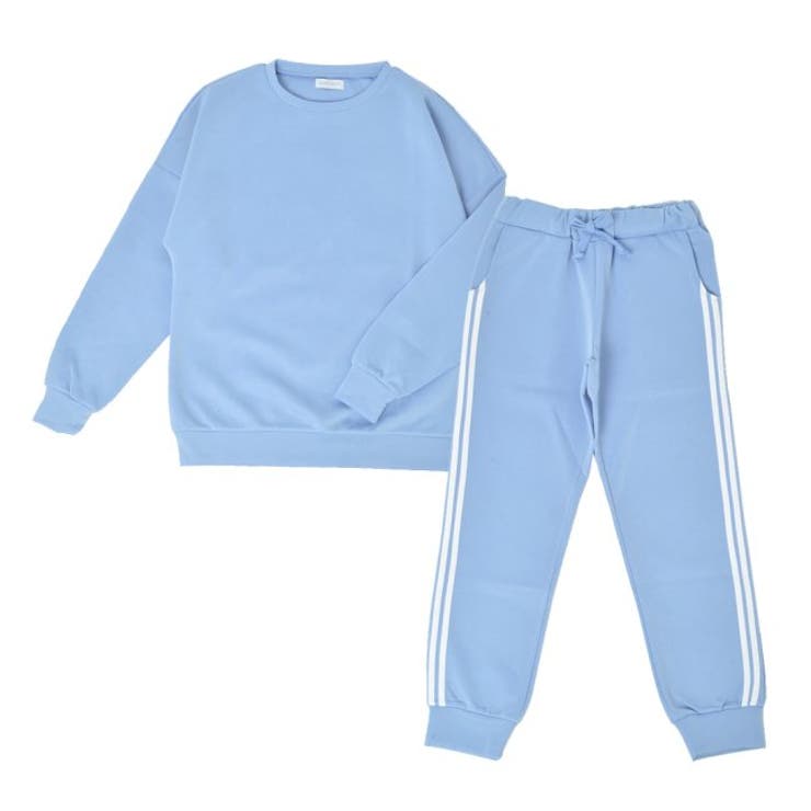 サックス | ルームウェア ダンボールニット ラインパンツ | FashionBerry