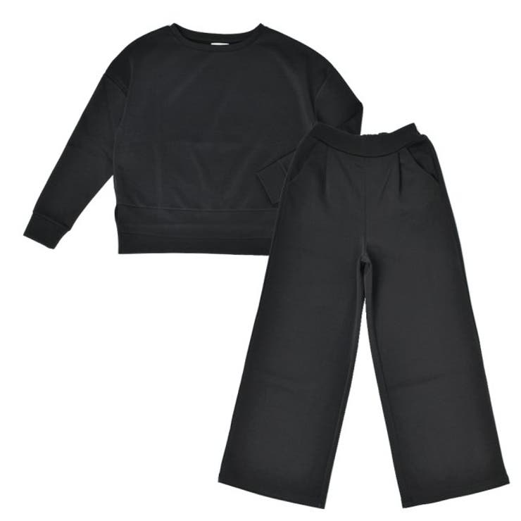 ブラック | ルームウェア ダンボールニット ワイドパンツ | FashionBerry