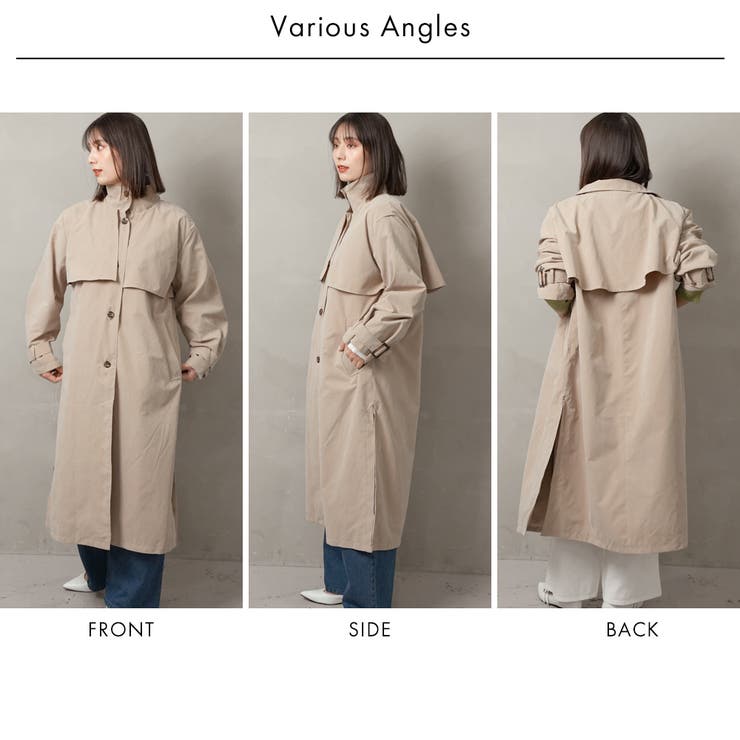 胸ヨーク付きスタンドカラーコート[品番：FNBW0000539]｜FashionBerry