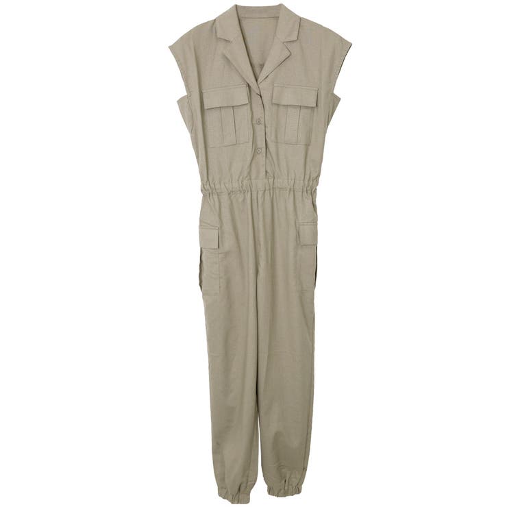 カーキ | カーゴポケットジャンプスーツ | FashionBerry