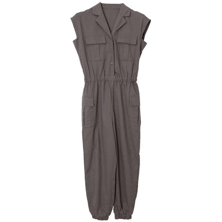 チャコール　 | カーゴポケットジャンプスーツ | FashionBerry