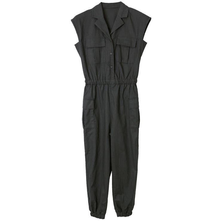 ブラック | カーゴポケットジャンプスーツ | FashionBerry