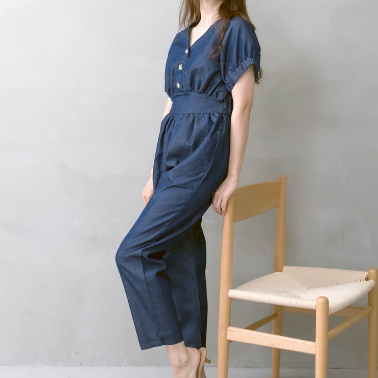 フロントボタンジャンプスーツ デニムカラー | FashionBerry | 詳細画像21 
