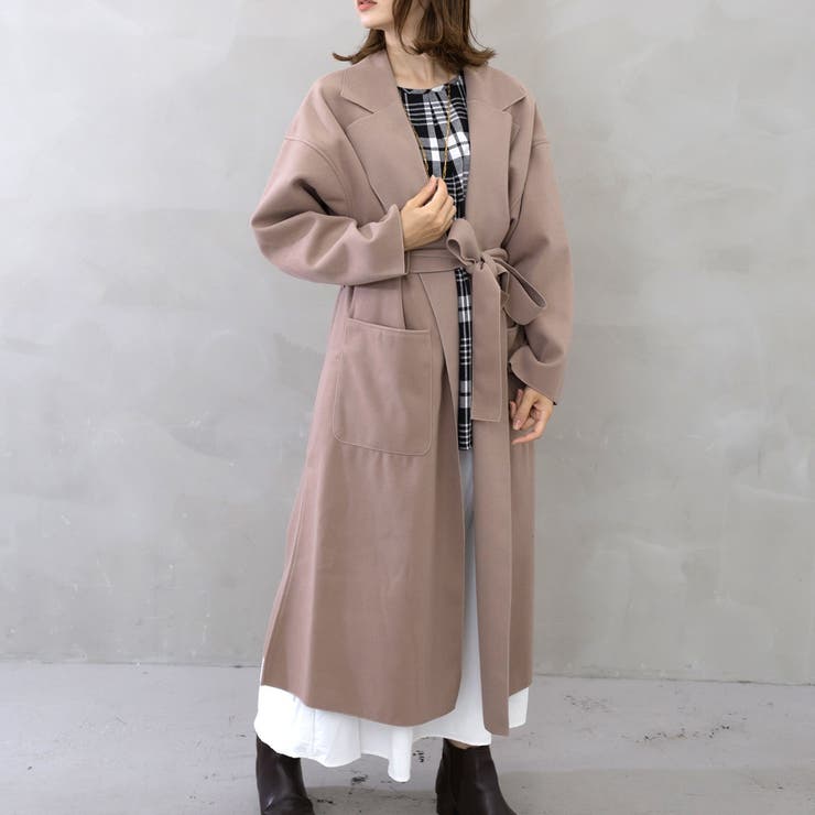 ダブルフェイスサイドスリットオーバーコート ロングコート[品番