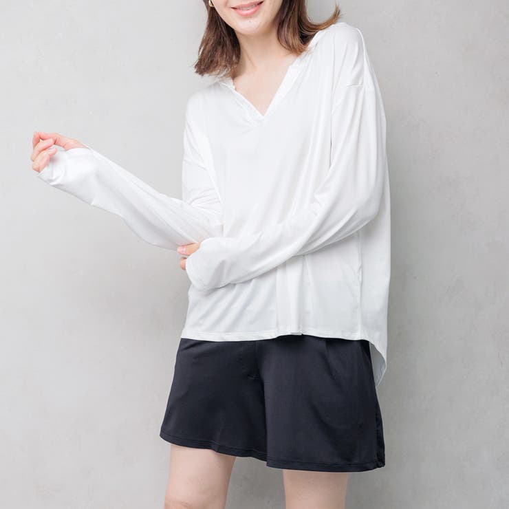 オフ×ブラック | UPF50+ ラッシュガードセットアップ レディース | FashionBerry