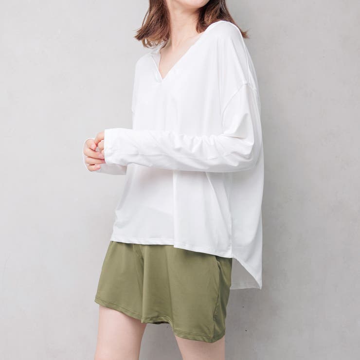 オフ×カーキ | UPF50+ ラッシュガードセットアップ レディース | FashionBerry