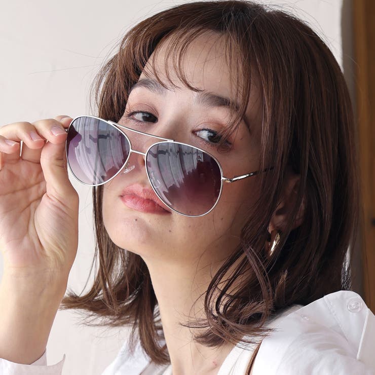 COL.1 シルバー/スモークハーフ | ティアドロップ サングラス WEB限定アイテム | FashionBerry