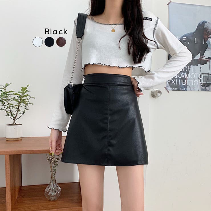 ブラック | レザー調 ミニスカート 2023 | fashion box 