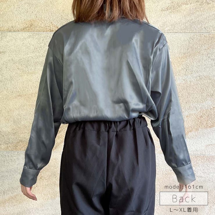 ベーシックサテンシャツ ブラウス レディース[品番：FSBW0000653