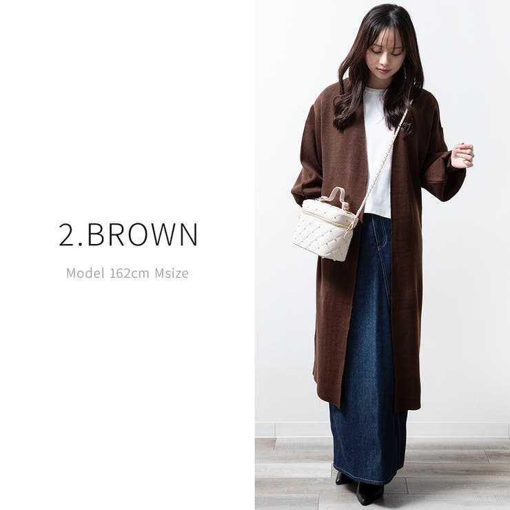 ロングカーディガン レディース きれいめ[品番：FSBW0000703