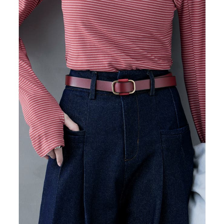 ゴールドダークブラウン | etoll エトル スクエアレザーベルト | Fashion Letter