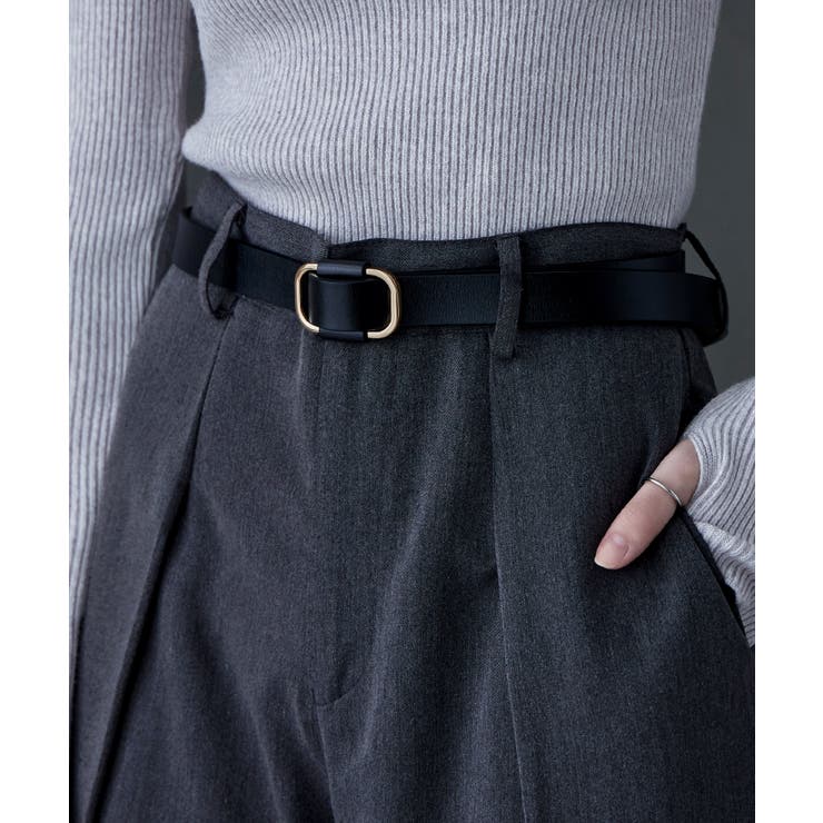 ゴールドブラック | etoll エトル スクエアレザーベルト | Fashion Letter