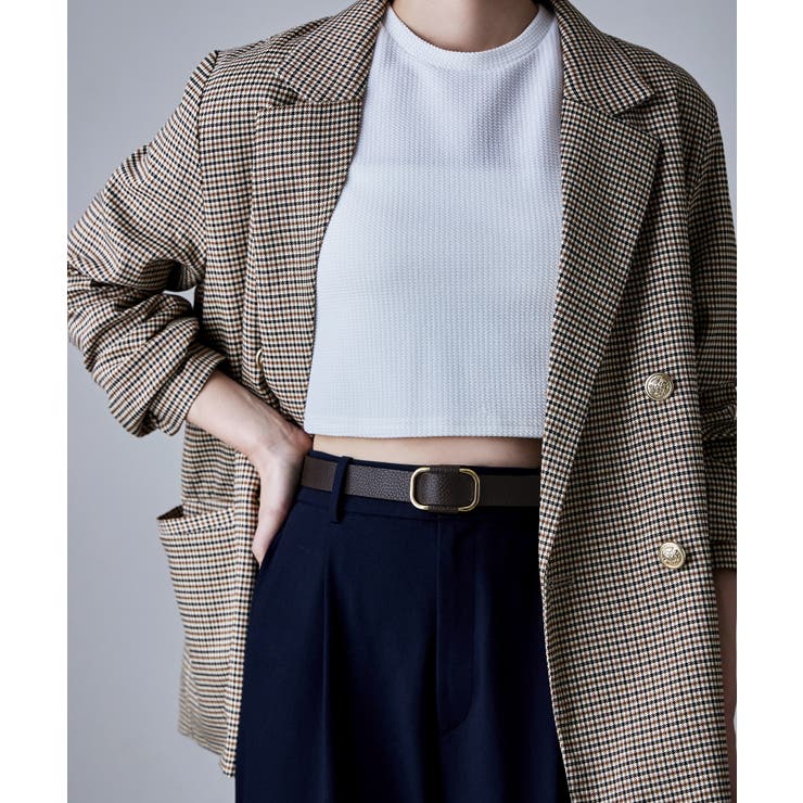 エンボスゴールドダークブラウン | etoll エトル スクエアレザーベルト | Fashion Letter