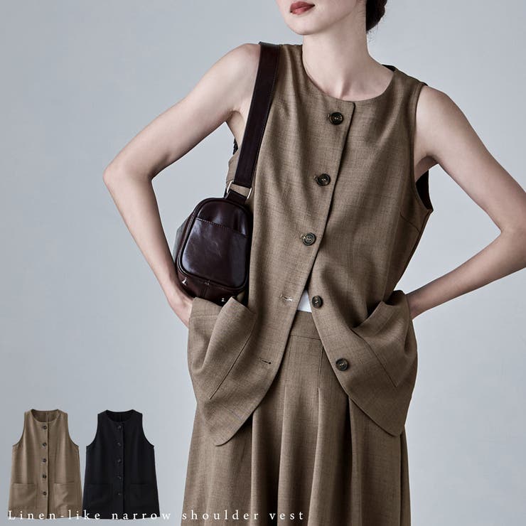 etoll エトル リネンライクナローショルダーベスト | Fashion Letter | 詳細画像1 