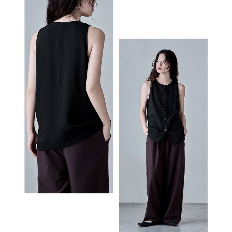 etoll エトル リネンライクナローショルダーベスト | Fashion Letter | 詳細画像4 