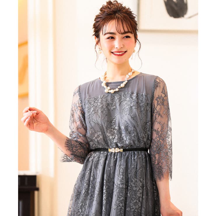 【美品】nianaレース袖付きマキシドレス ミントグリーン ニアナ niana レース袖Iライン 結婚式ワンピース パーティー