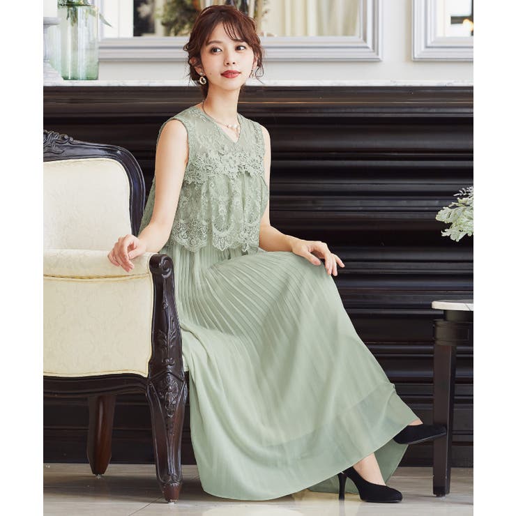 niana ニアナ レースLサイズドレスグリーン