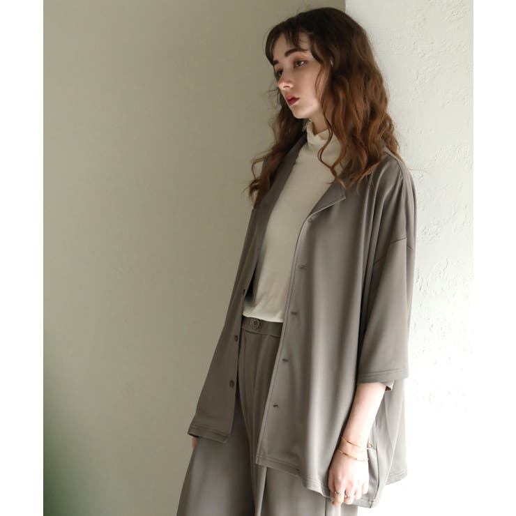 グレージュ | aity アイティ 高撥水オープンカラーシャツセットアップ（男女兼用） | Fashion Letter