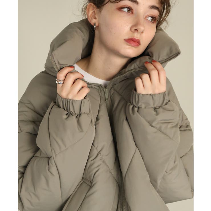 カーキ | aity アイティ ダイヤキルトボリュームネック中綿ダウン | Fashion Letter