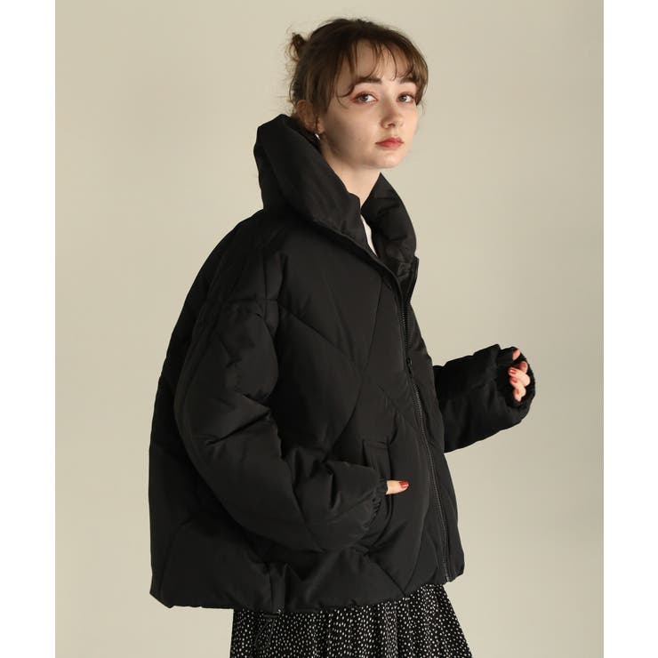 ブラック | aity アイティ ダイヤキルトボリュームネック中綿ダウン | Fashion Letter