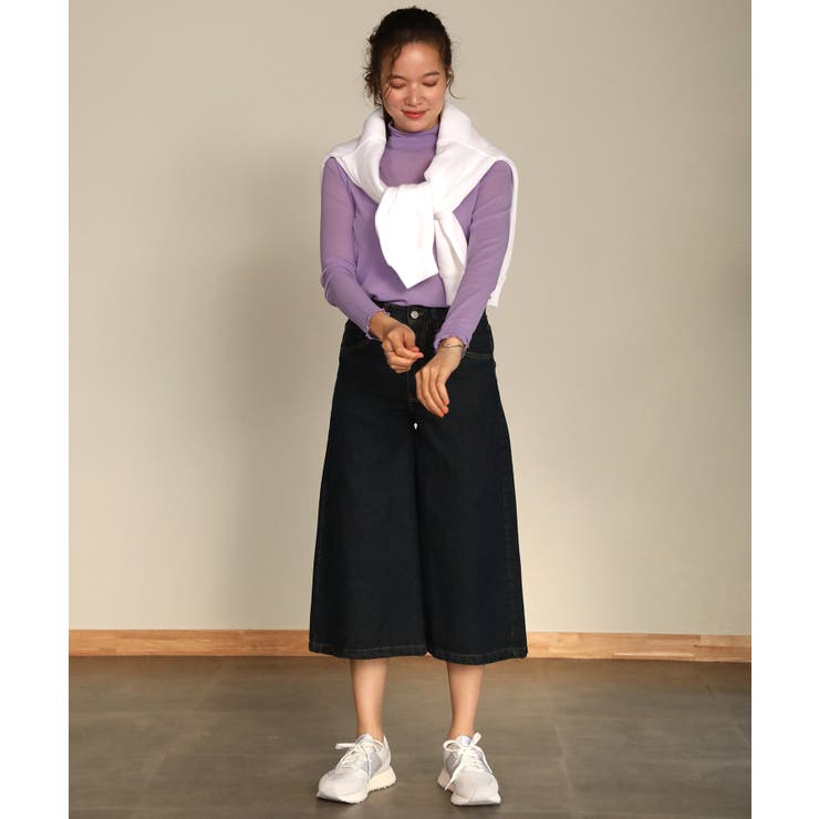 ワンウォッシュネイビー | aity アイティ ミモレ丈ワイドパンツ | Fashion Letter