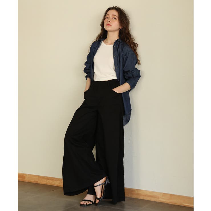 ブラック | aity アイティ ウエストゴムツイルバギーパンツ | Fashion Letter