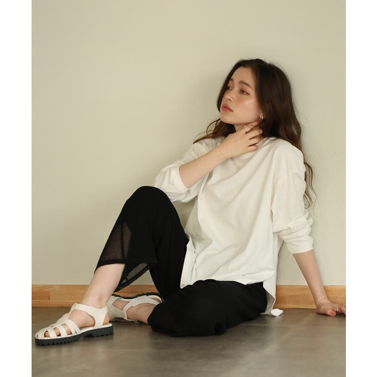 ホワイト | aity アイティ ラウンドヘムロングTシャツ | Fashion Letter