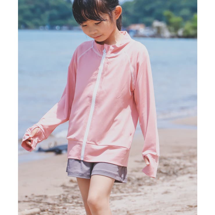ピンク×ホワイト | aity アイティ UPF50+キッズラッシュガード | Fashion Letter