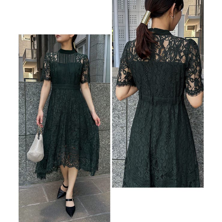 aity アイティ ケミカルレース×ハシゴレース切替ドレス[品番