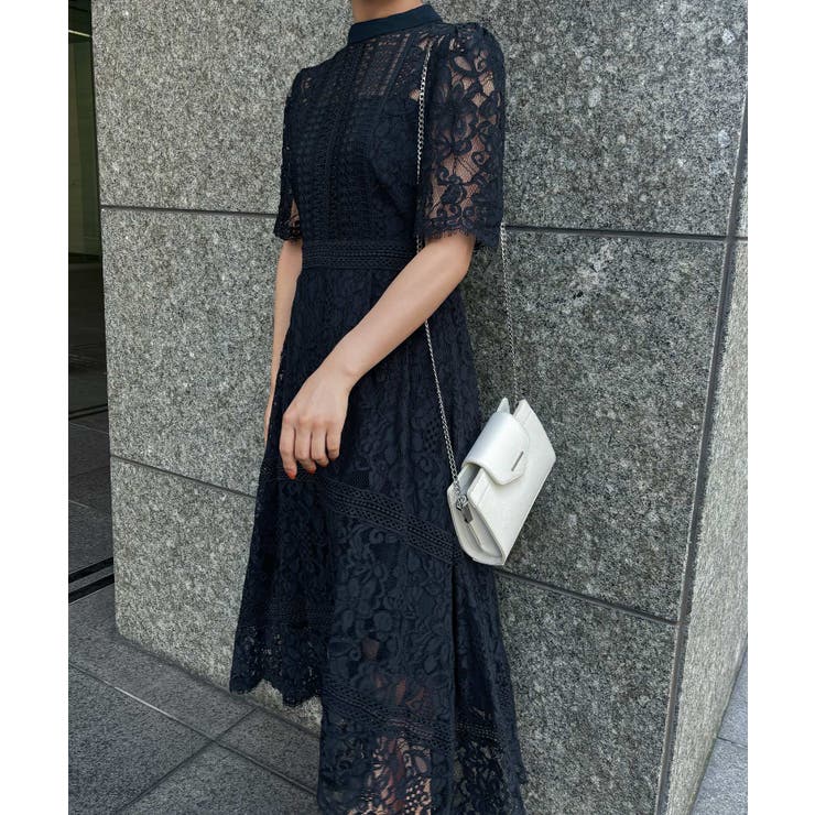 aity アイティ ケミカルレース×ハシゴレース切替ドレス[品番