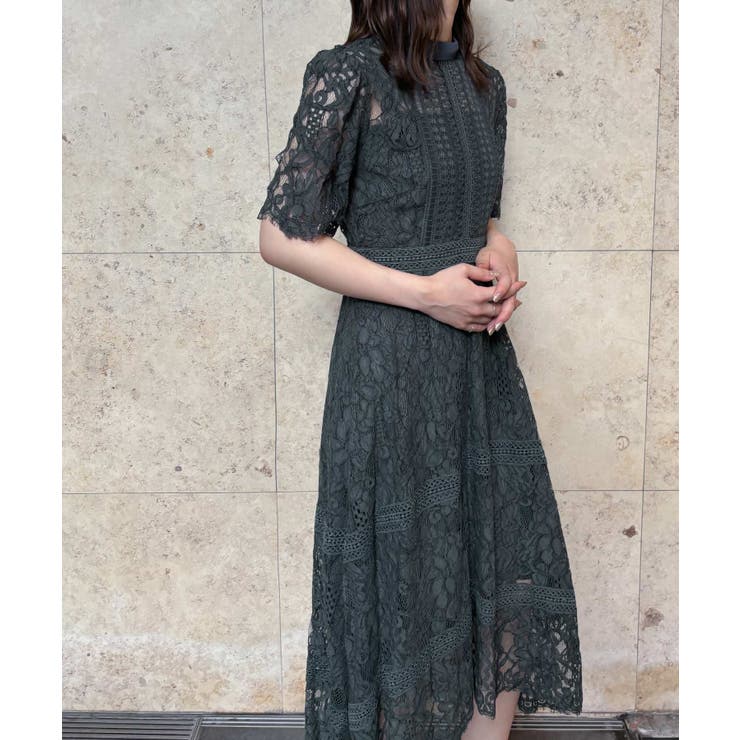 aity アイティ ケミカルレース×ハシゴレース切替ドレス[品番